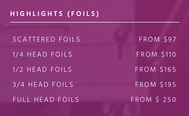 highlights and foils cost Melbourne