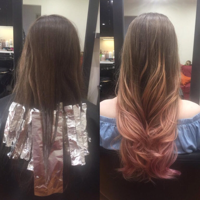 Foil colour work with a rose-toned finished hair result at Jacob’s Hair & Beauty