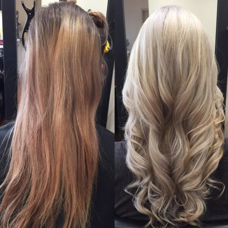 Light blonde long-hair styling result at Jacob’s Hair & Beauty